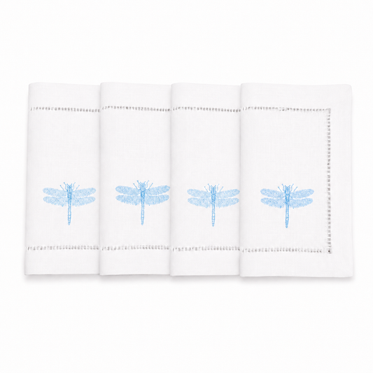 Juego de servilletas de cocktail l Libélulas Azul cielo