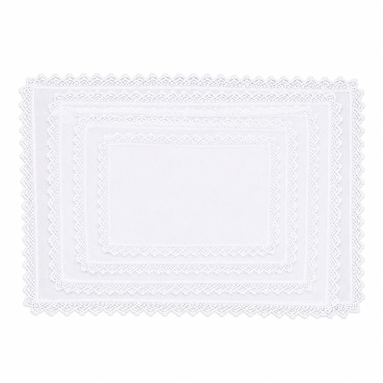 Juego de 5 charoleros punta crochet.