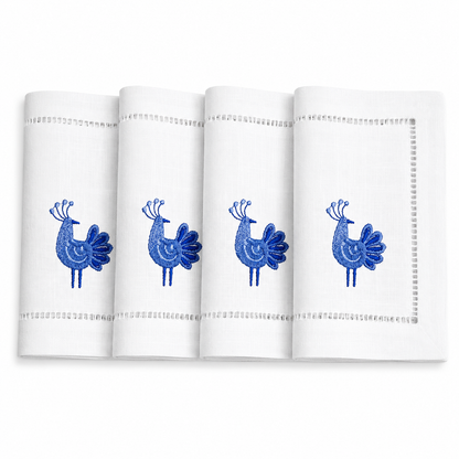 Juego de servilletas cocktail rectangulares Gallo Azul