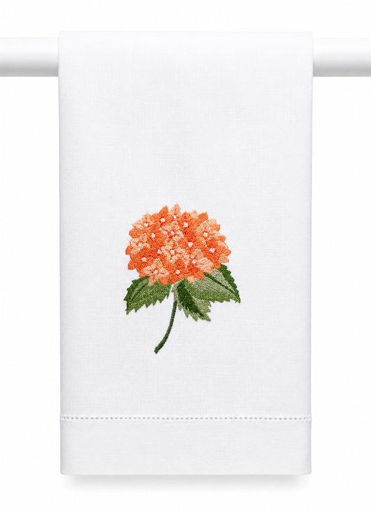 Par toallas de lino hortensia naranja