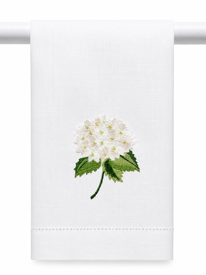 Par de toallas de lino l Hortensia blanca