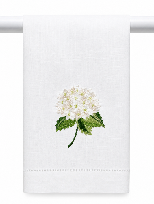 Par de toallas de lino l Hortensia blanca