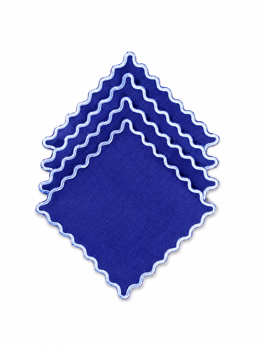 Juego de 4 servilletas de cocktail cuadradas l Color Azul oscuro