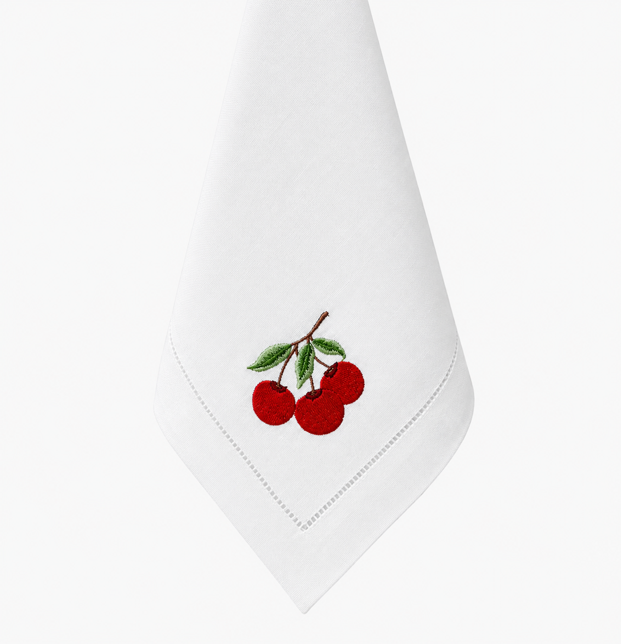 Servilleta de lino con bordado de cereza