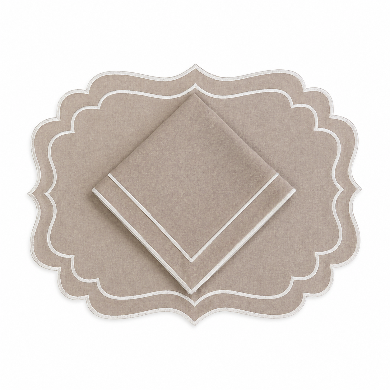 Juego de 4 Individuales con Servilleta l Rectángulo Café claro