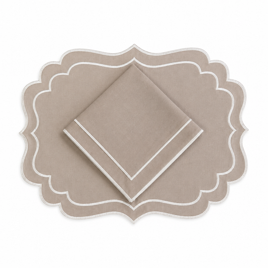 Juego de 4 Individuales con Servilleta l Rectángulo Café claro
