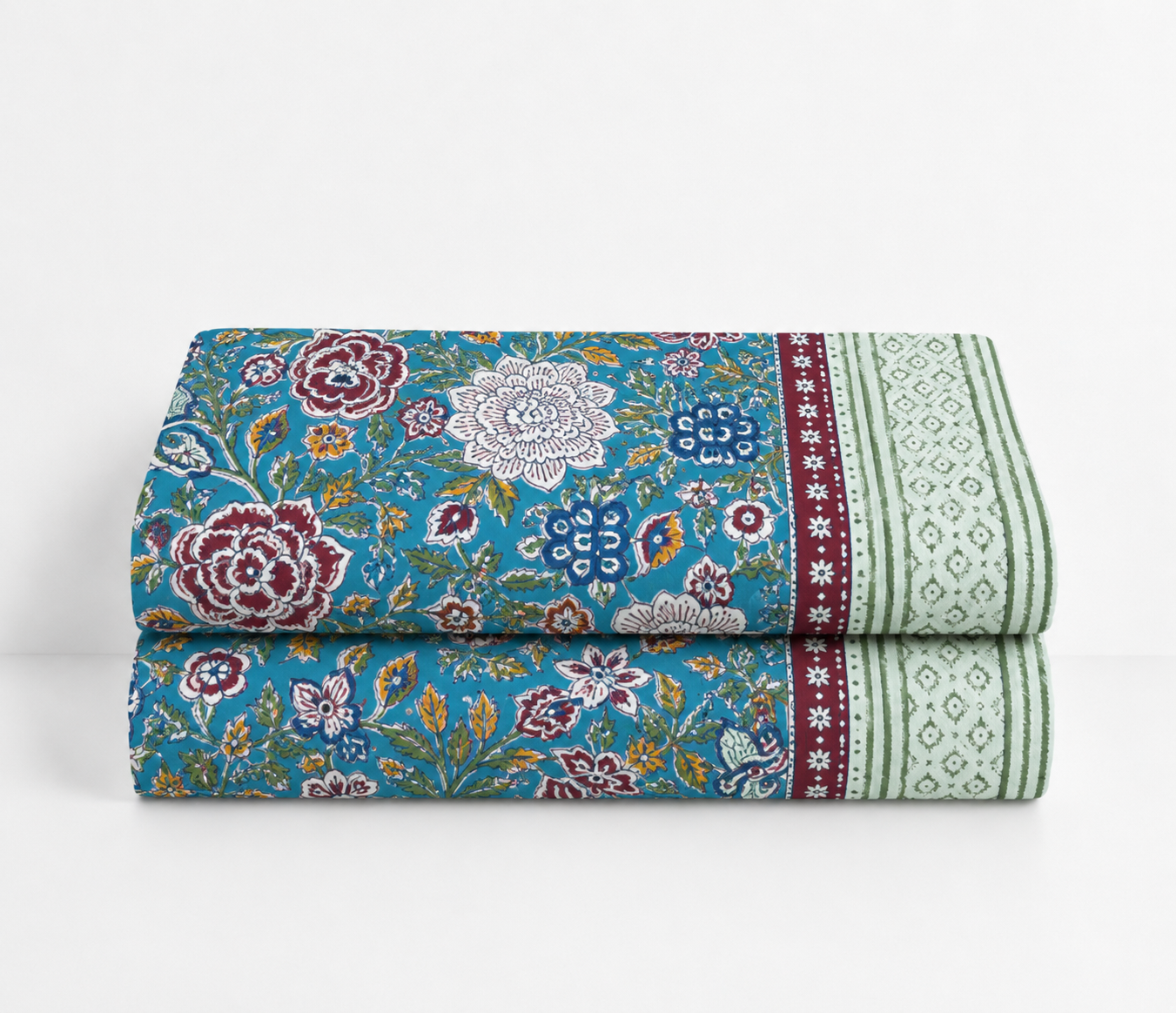 Mantel de la India Floreado l Turquesa con flores