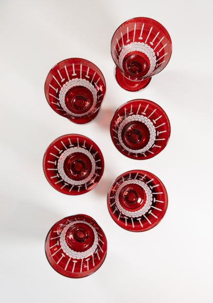 Juego de 6 Copas de cristal l Color Rojo