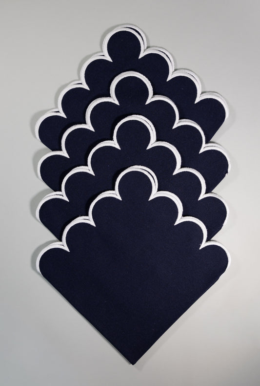 Juego de 4 Servilletas de lino | Color Azul marino