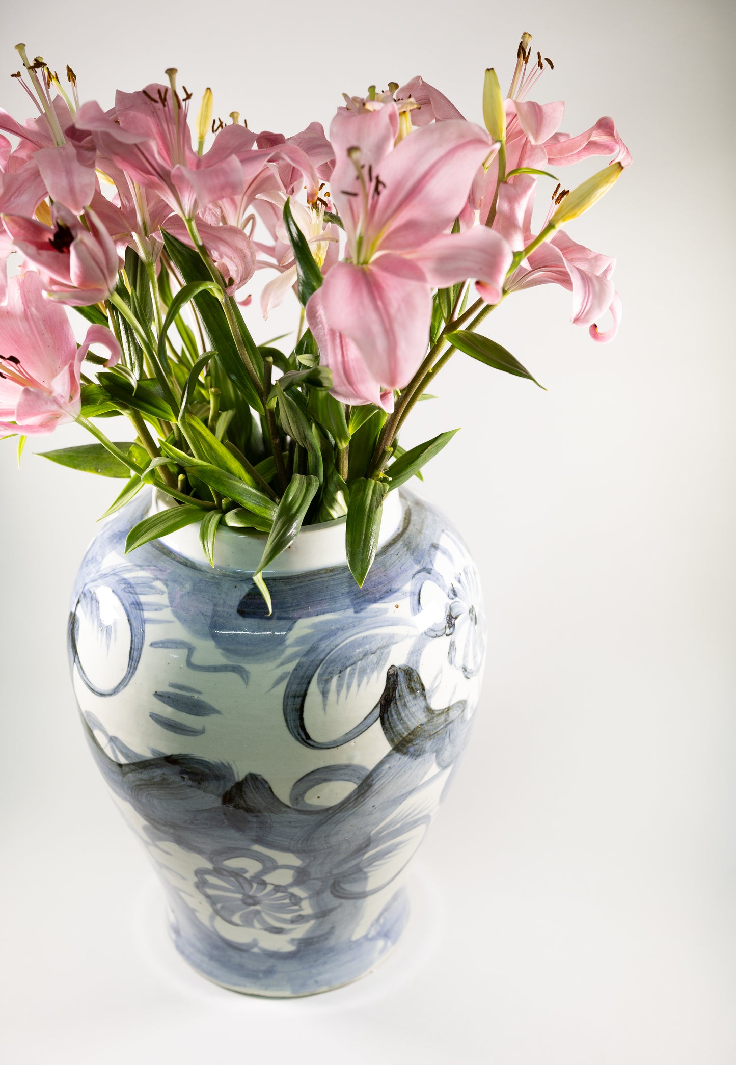 Jarrón Tibor de cerámica grande l Azul