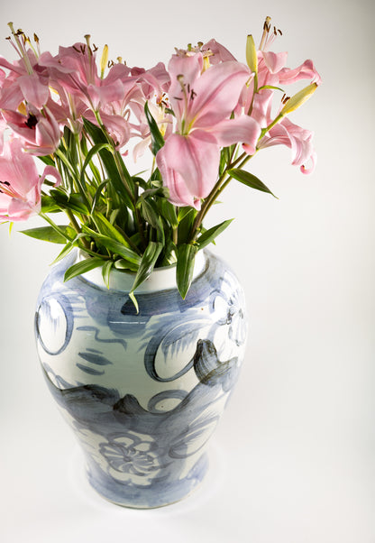 Jarrón Tibor de cerámica grande l Azul