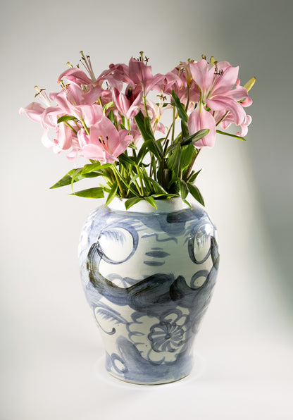 Jarrón Tibor de cerámica grande l Azul