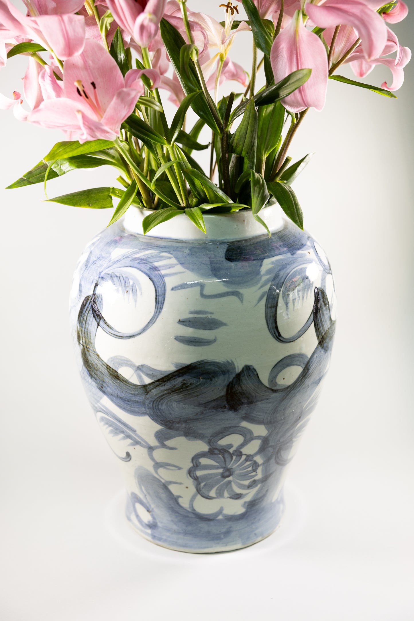 Jarrón Tibor de cerámica grande l Azul