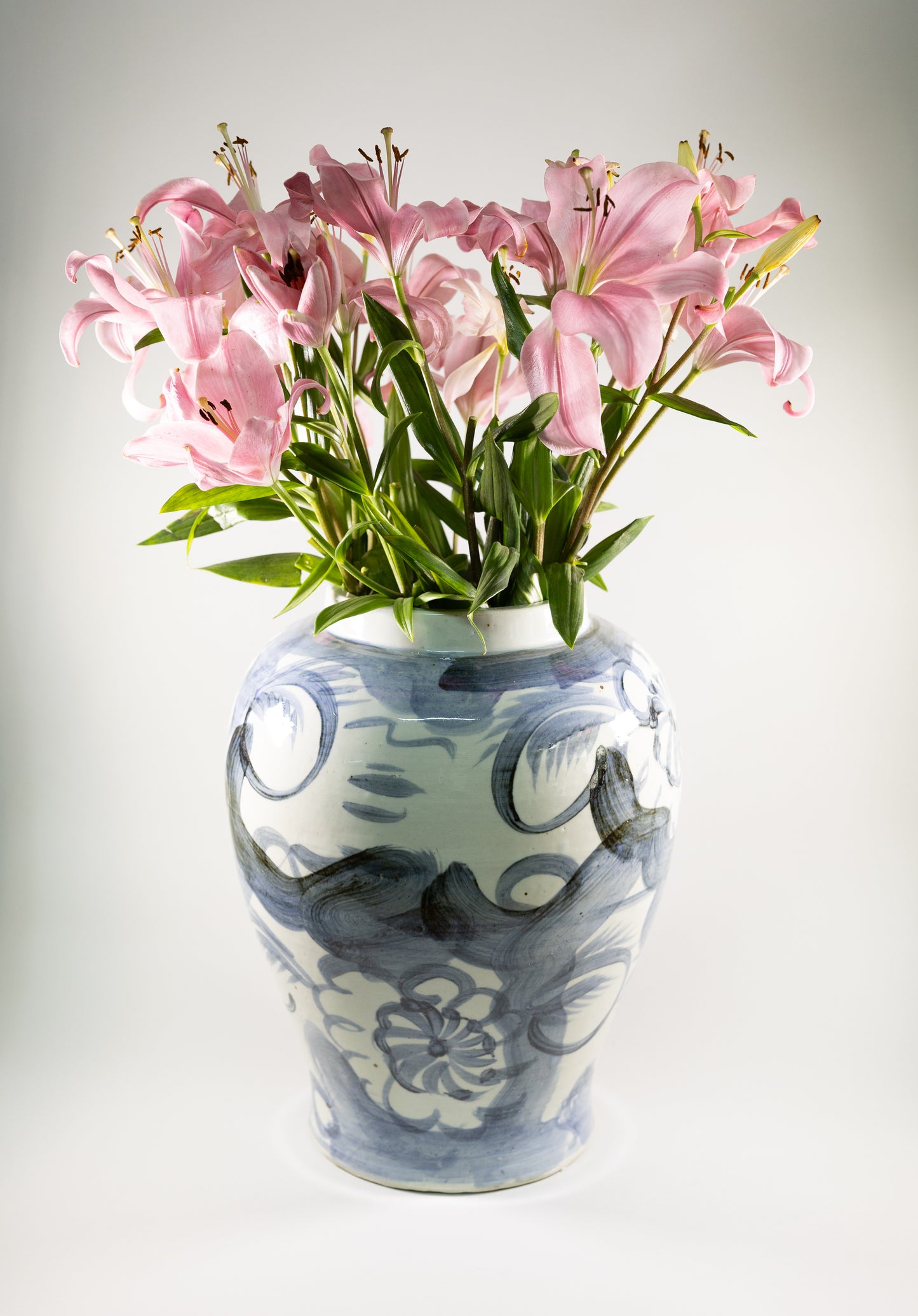 Jarrón Tibor de cerámica grande l Azul