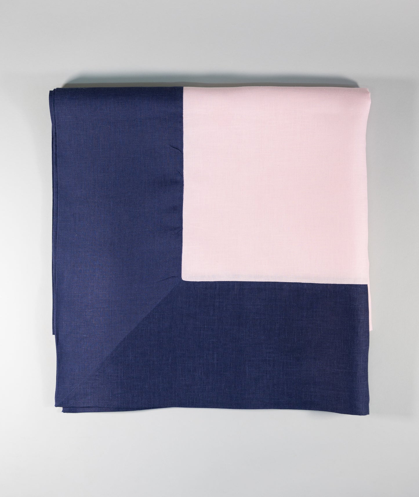 Mantel de Lino l Rosa con Azul Marino
