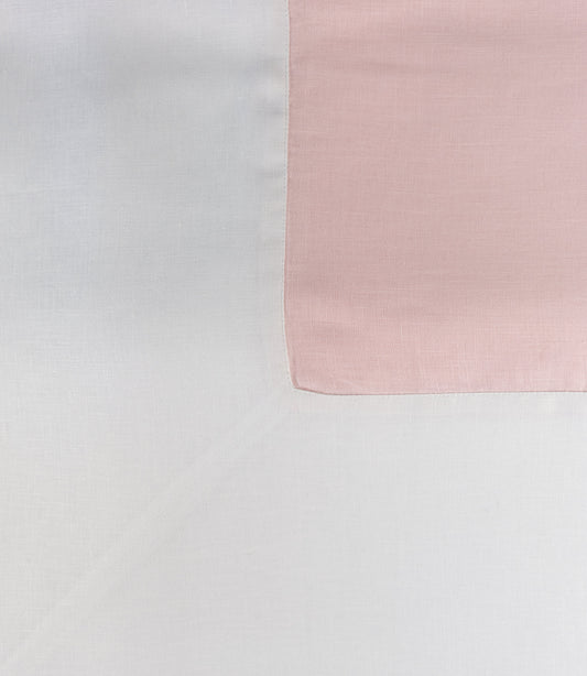 Mantel de Lino l Rosa claro con Blanco