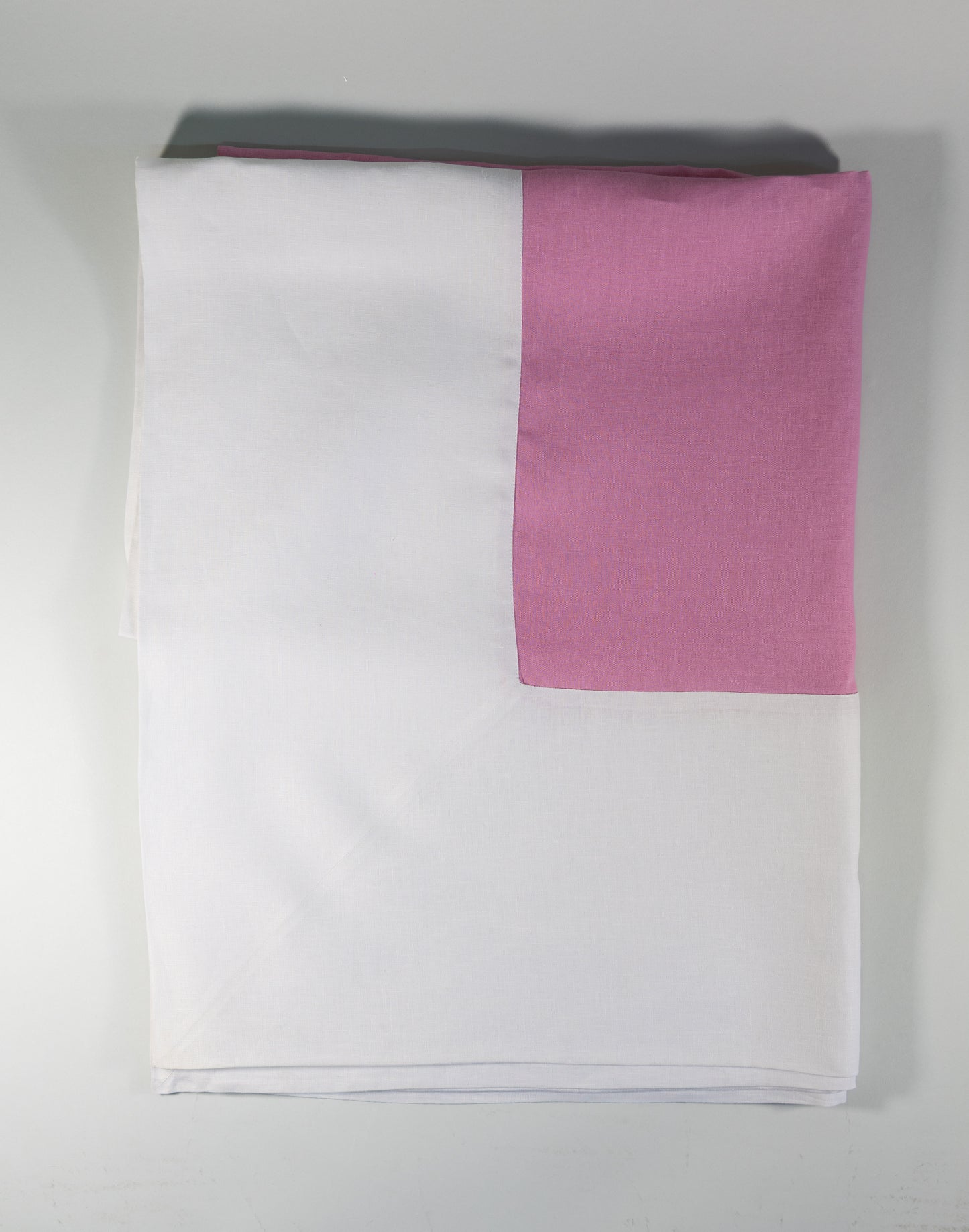 Mantel de Lino l Rosa con Blanco