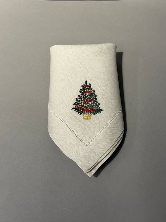 JGO 4 SERVILLETAS BORDADAS 50X50 PINO ARABE COLORES.