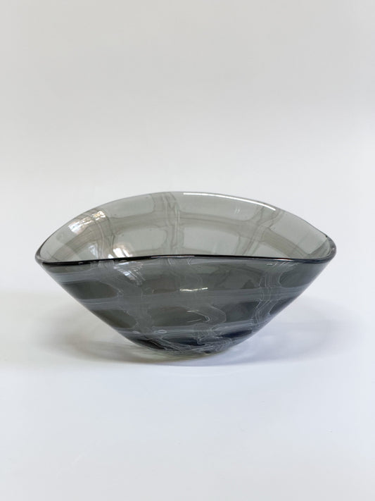 Frutero de cristal grande gris