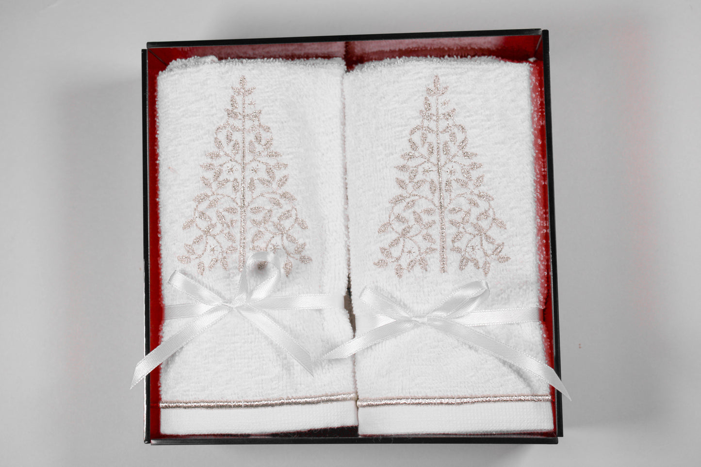 SET CHAROLA 4 TOALLAS FACIALES ARBOL PLATEADO