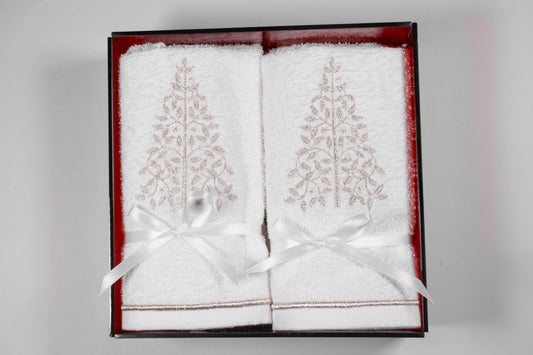 SET CHAROLA 4 TOALLAS FACIALES ARBOL PLATEADO