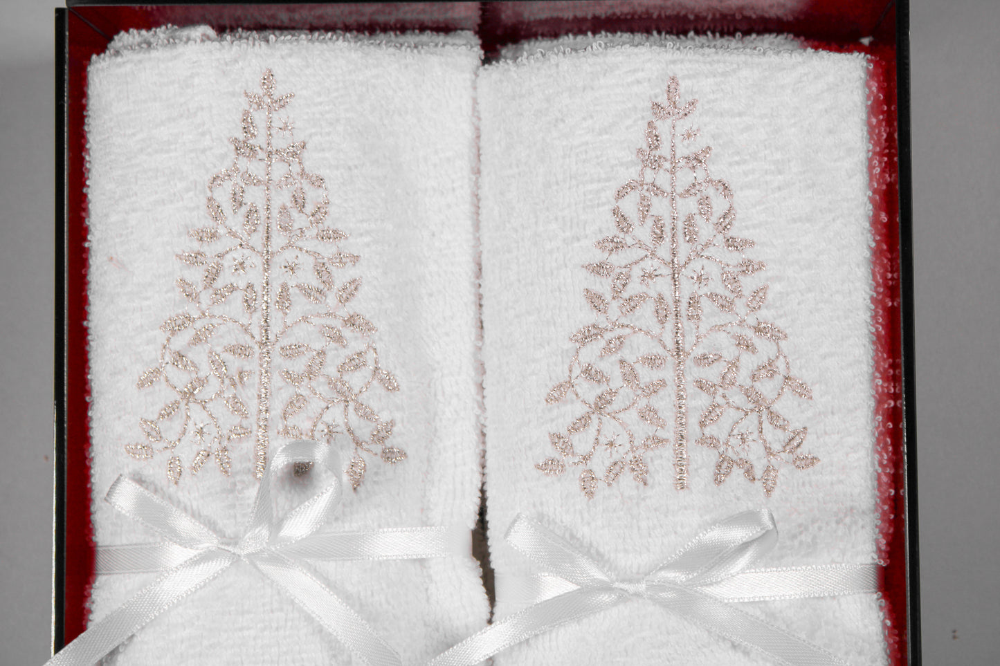 SET CHAROLA 4 TOALLAS FACIALES ARBOL PLATEADO