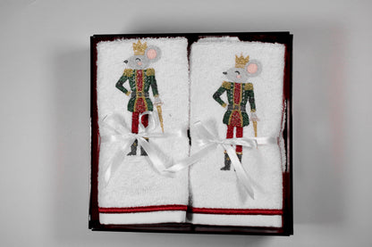 SET CHAROLA / 4 TOALLAS FACIALES RATON CASCANUECES