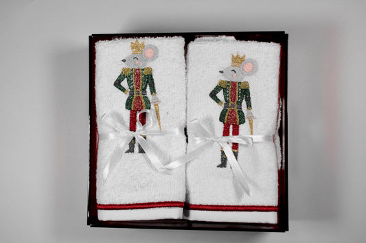 SET CHAROLA / 4 TOALLAS FACIALES RATON CASCANUECES