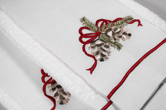 JGO 4 TOALLAS DECORATIVAS BORDADAS PIÑAS COLORES