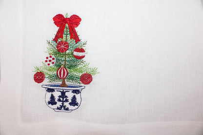 JGO DE 4 INDIVIDUALES CON 4 SERVILLETAS MACETA ARBOL C/ ESFERA.