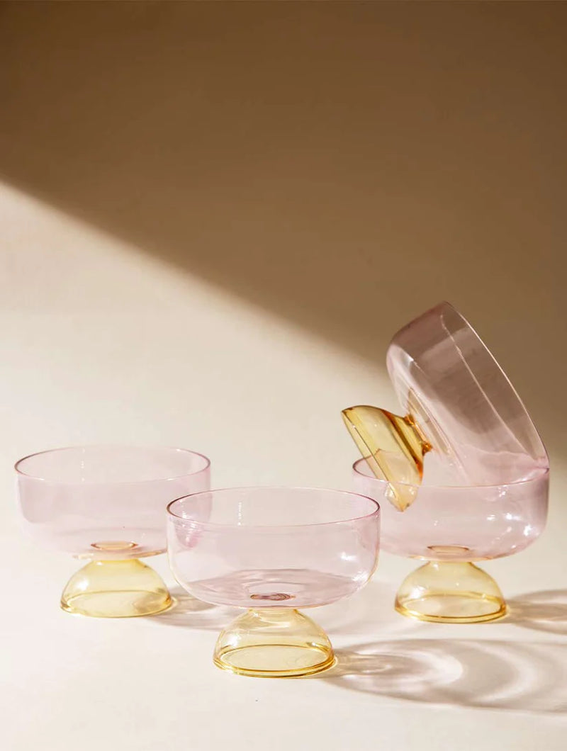 Juego de 4 Bowls para helado de cristal l Rosa