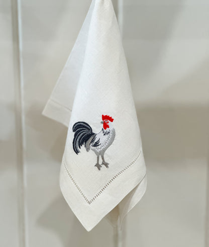 Servilleta de lino con bordado gallo