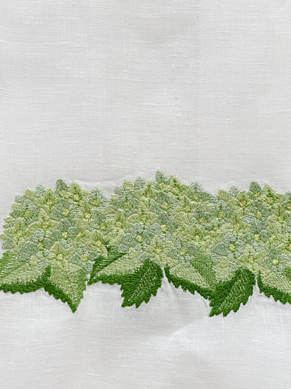 Par toallas de lino hortensias verde