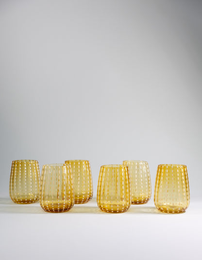 Juego de 4 vasos de cristal l Color Ambar