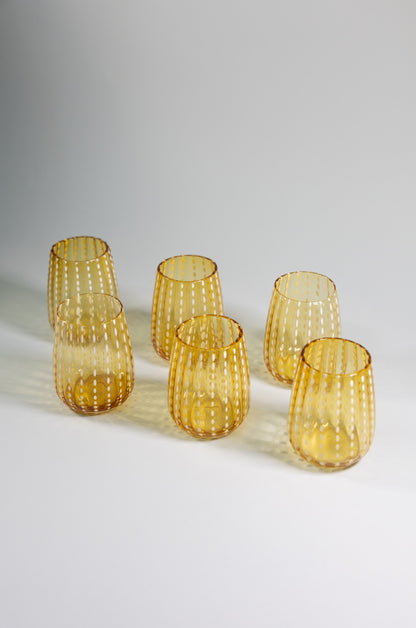 Juego de 4 vasos de cristal l Color Ambar