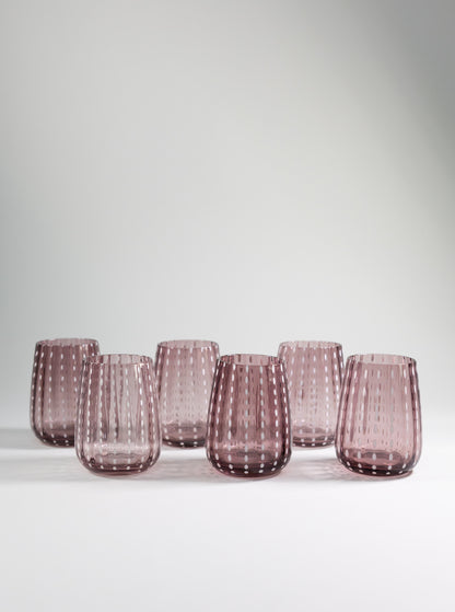 Juego de 4 vasos de cristal l Color Morado