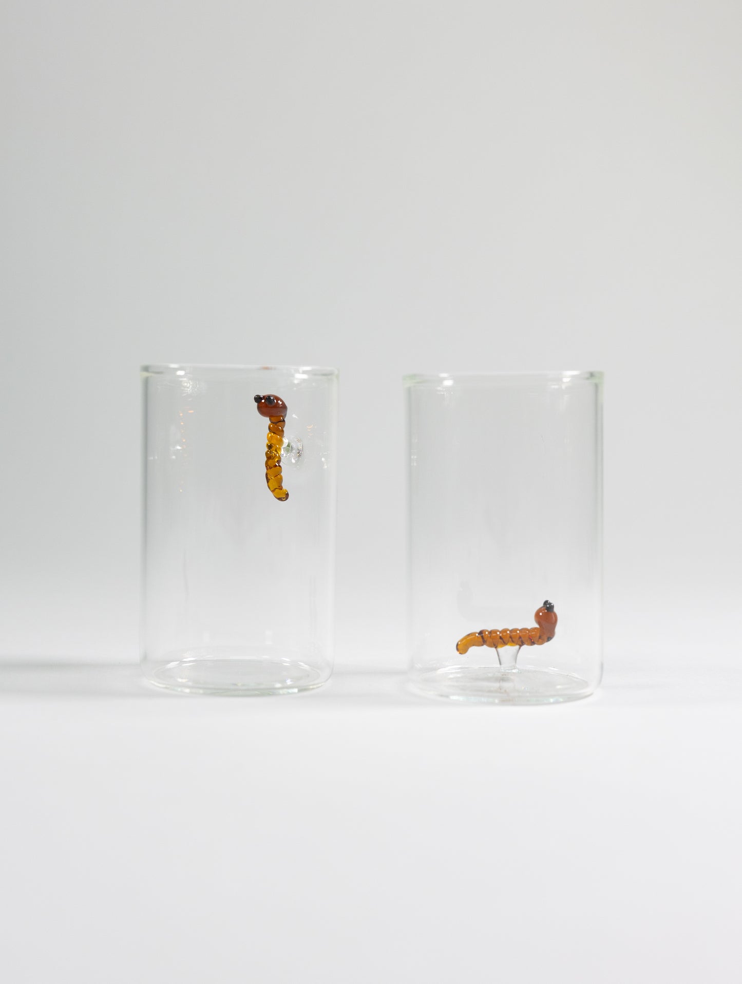 Set de 6 vasos Tequileros de cristal con detalle de Gusano