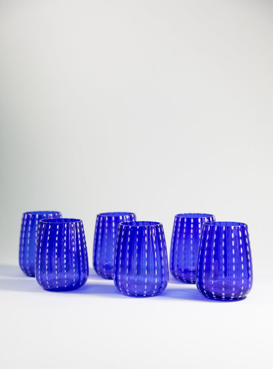 Juego de 4 vasos de cristal l Color Azul