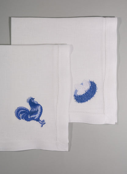 Juego de individuales l Gallina y huevos azules.