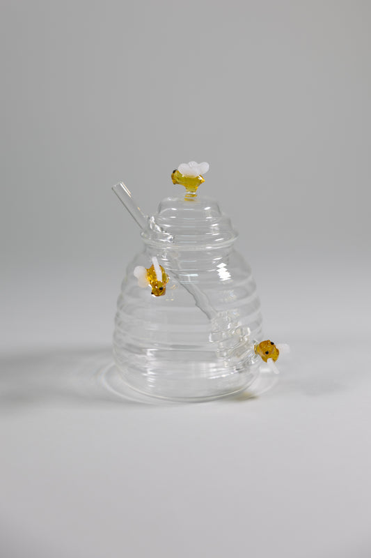 Mielera de Cristal con detalle de Abejas