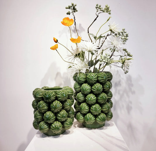Floreros verdes cerámica