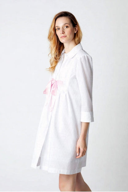 Bata Josefa blanca con lazo Rosa
