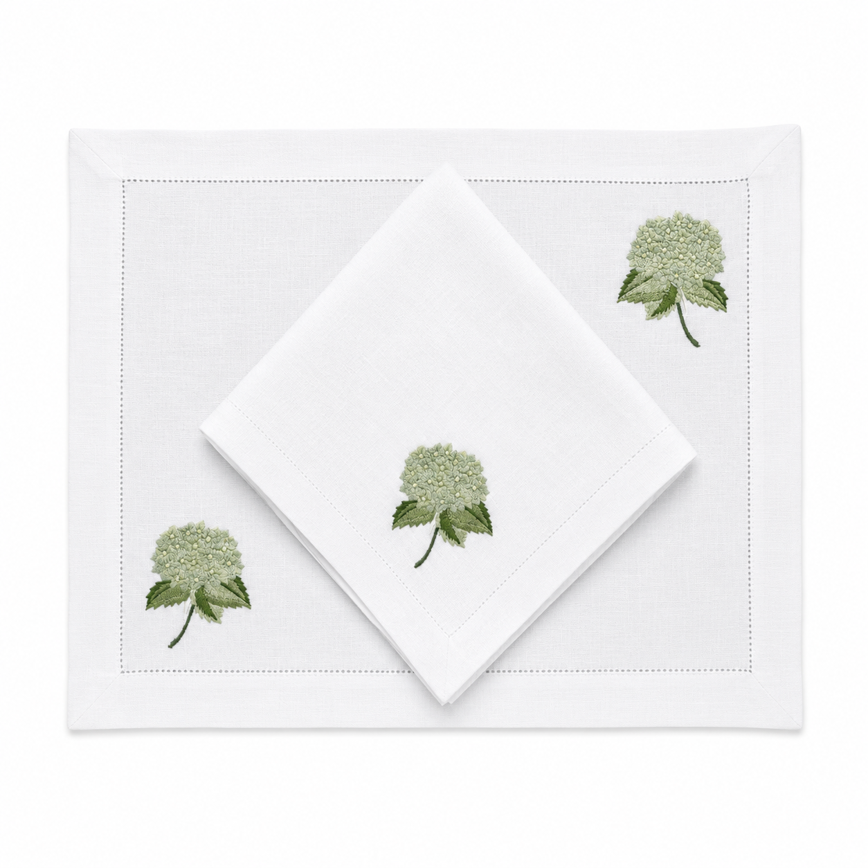Juego de Individuales con Servilleta l Hortensia Verde