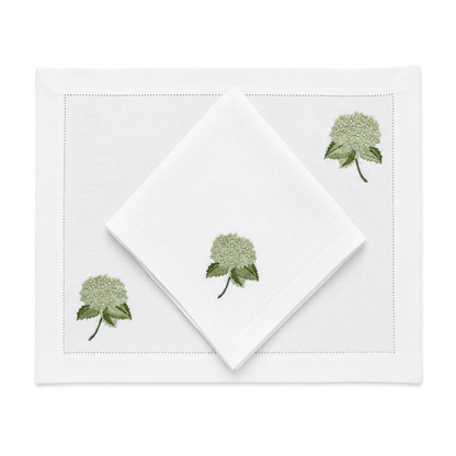 Juego de Individuales con Servilleta l Hortensia Verde