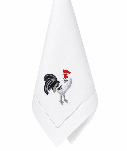 Servilleta de lino con bordado gallo