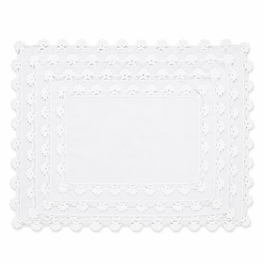 Juego de 5 charoleros punta crochet.