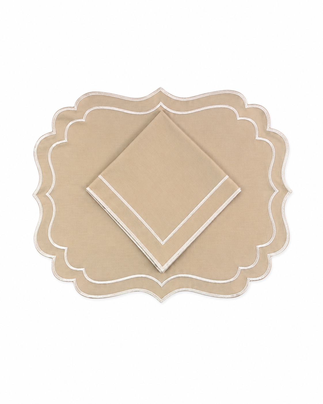 Juego de Individuales con Servilleta l Rectángulo Beige