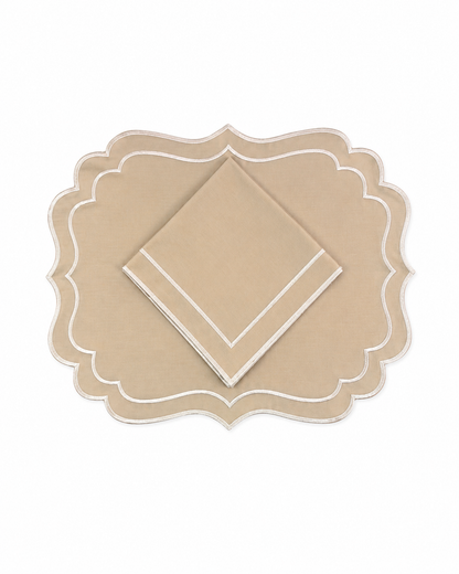 Juego de Individuales con Servilleta l Rectángulo Beige