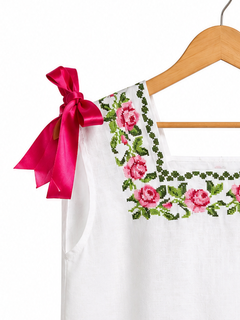 Vestido Huipil Niña l Bordado de flores