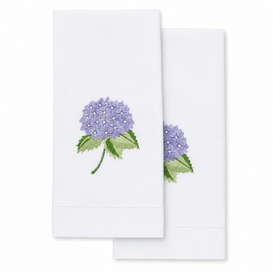 Par toallas de lino hortensia morada